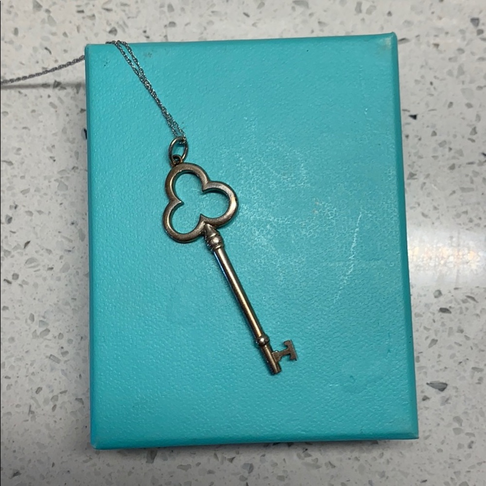 Tiffany & Co Sterling Sliver Trefoil Key Necklace